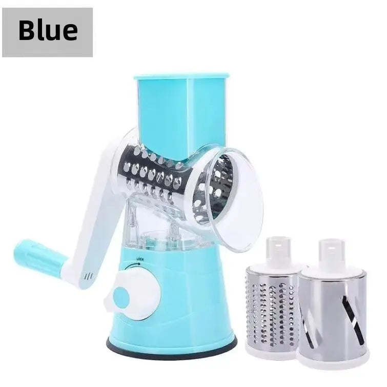 3-in-1 Vegetable Cutter & Slicer Manual Kitchen Cheese Chopper Machine with 3 Sharp Drums