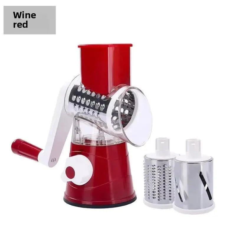 3-in-1 Vegetable Cutter & Slicer Manual Kitchen Cheese Chopper Machine with 3 Sharp Drums