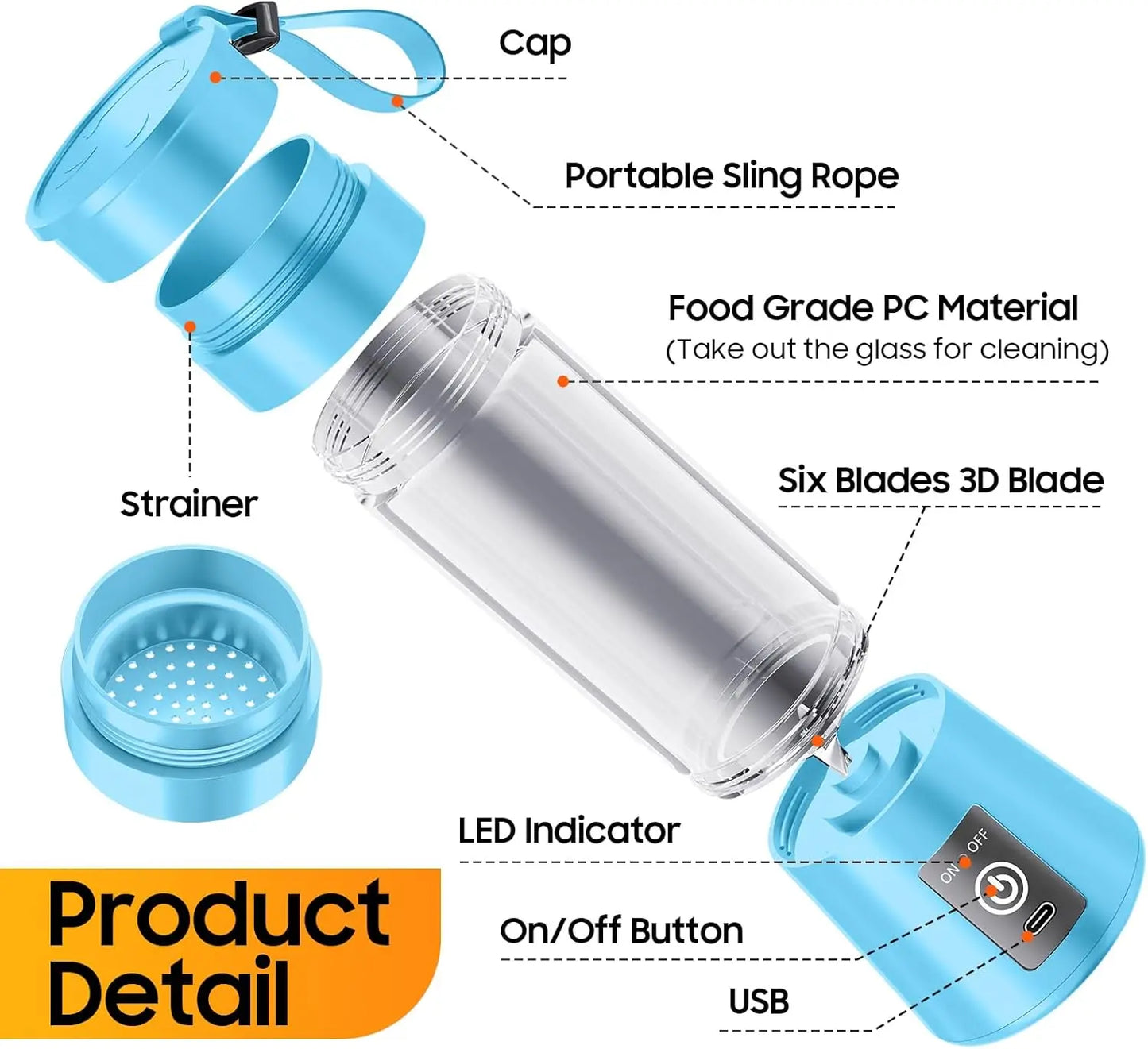USB Rechargeable Picnic & Household Mini Electric Juicer / Blender